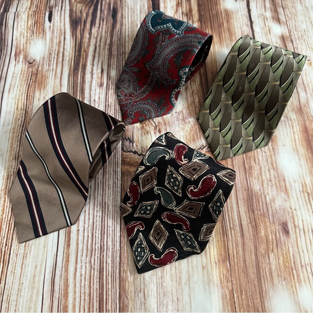 Vintage 90’s Paisley Stripes Multi Print 4 Piece Tie Bundle